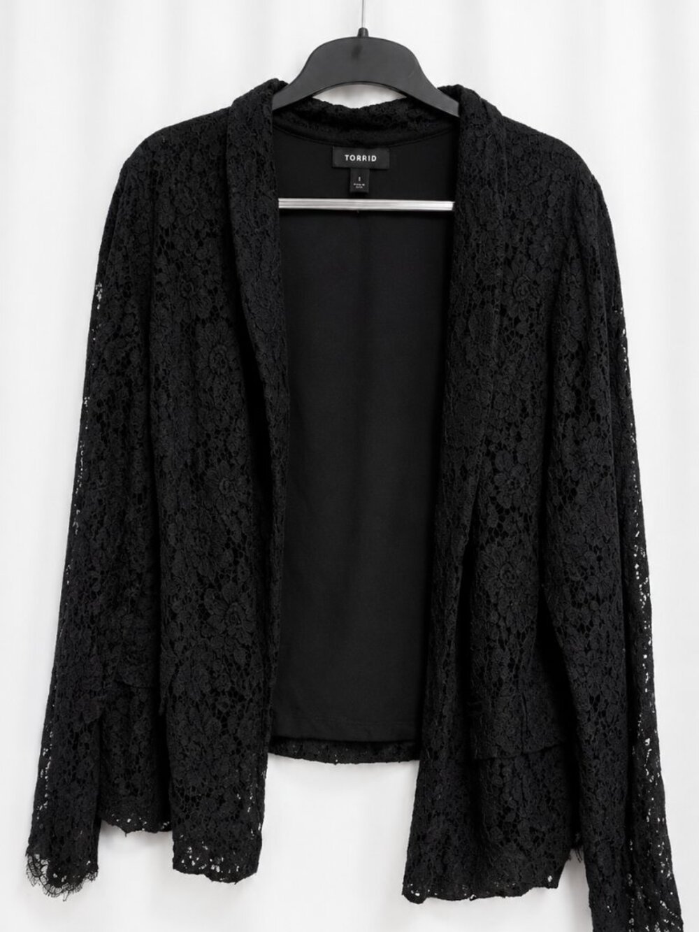 Torrid Black Lace Open Front Cardigan Topper Size 1X